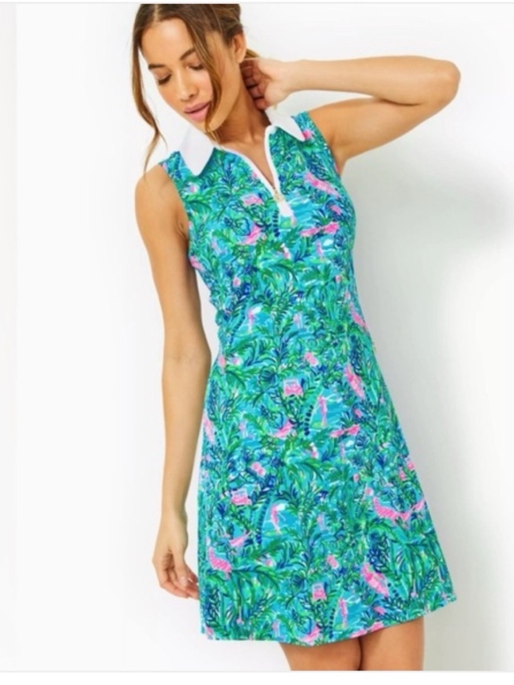 Lilly Pulitzer Silvia Par Quarter Zip Women's Sleeveless Golf Dress - Picture 14 of 14